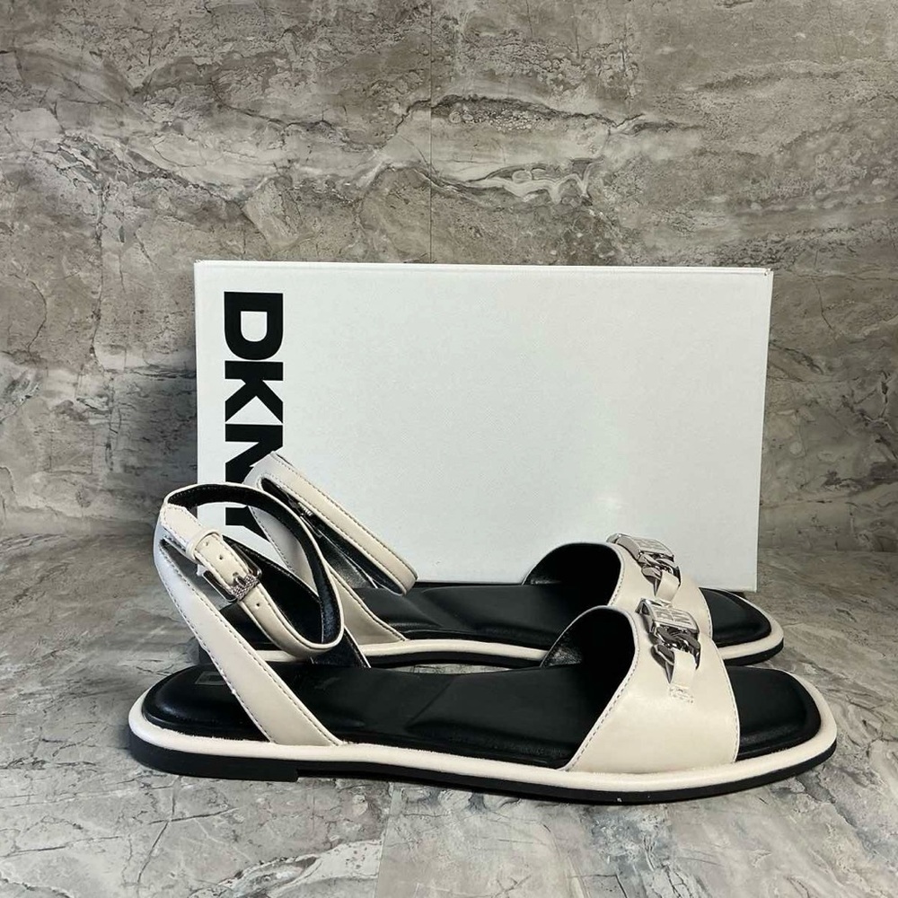 DKNY womens Bacliff Flat Ankle Strap Sandal With Logo Flat Sandal - Picture 5 of 6